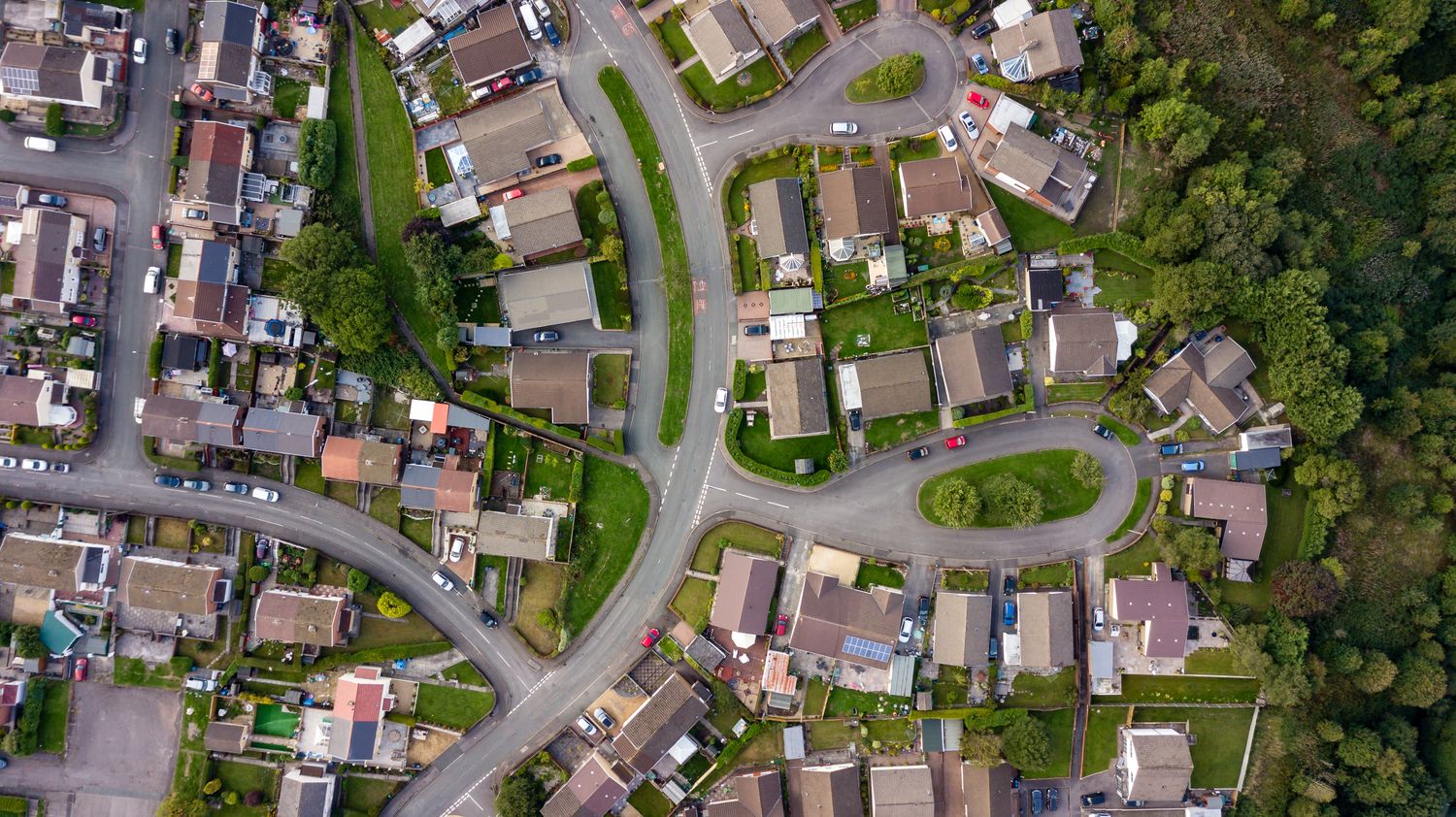 An aerial of UK housing stock, or a clean property-data overlay.